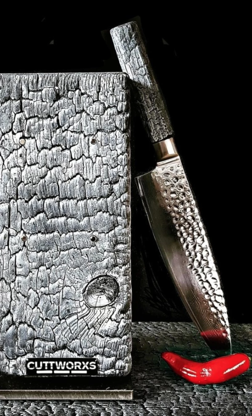 Cuttworxs Flamewood Koksmes Damaststaal VG10 4 Cuttworxs Flamewood Koksmes Damaststaal VG10 - Afbeelding 2