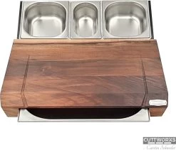 Cuttworxs Notenhouten Snijplank Large Met Sap Geul En Geïntegreerde Opvangbak