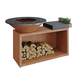 Ofyr Island Corten 85-100 Teakhout En Donker Grijs Keamiek -Woonmeubelwinkel ofyr island corten 85 100 teakhout en donker grijs 2